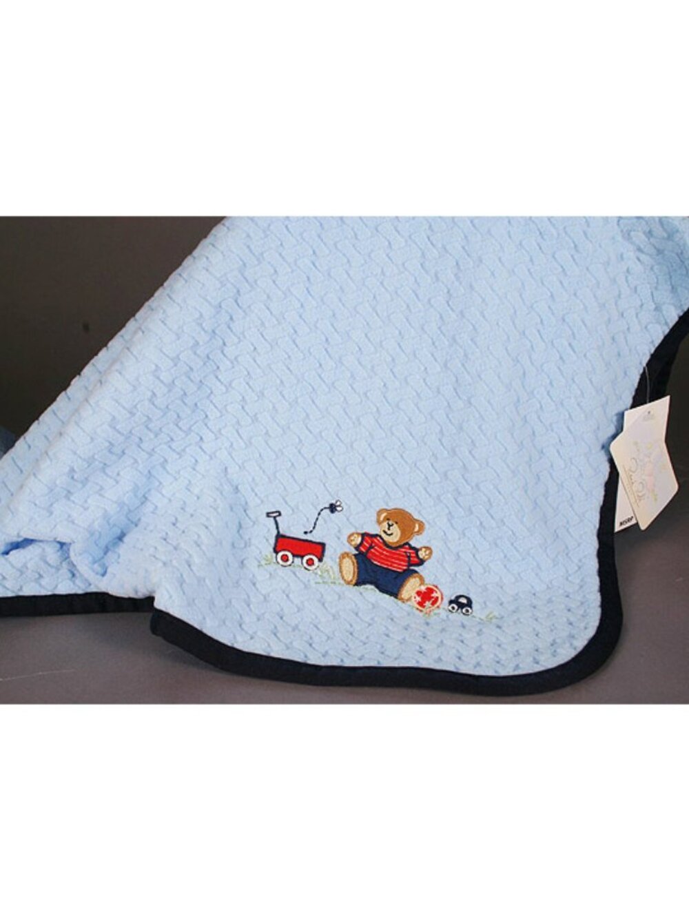 RENE ROFE Plush BLUE BABY BLANKET - embroidered - NWT!!